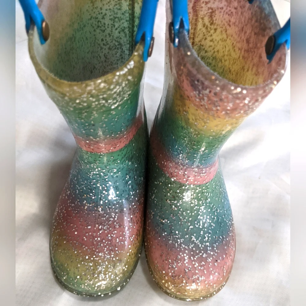 Austin Trading Co Little Girl Rainbow Glitter Rain Boots